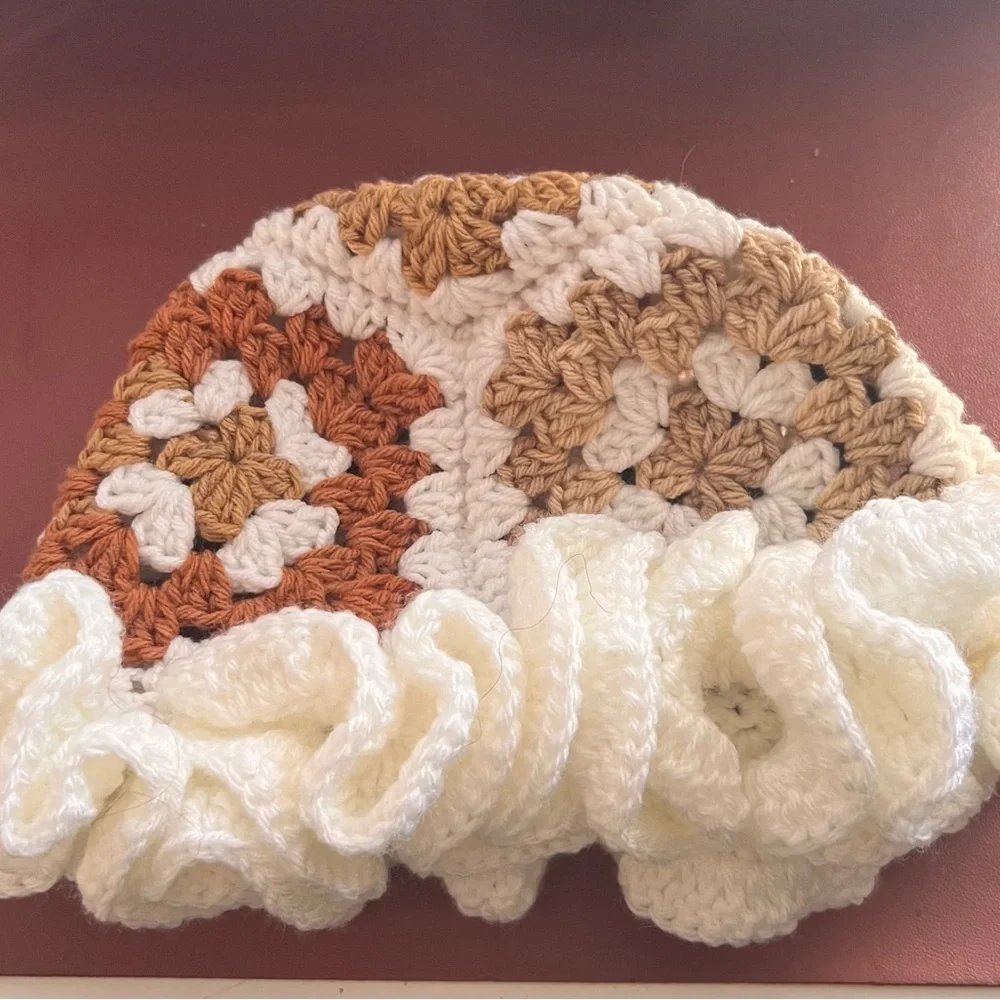 Crochet Granny Square Ruffle Hat